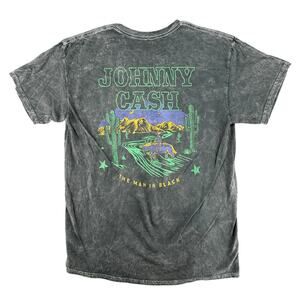 Johnny Cash Dark Gray Back Graphic Men’s T-Shirt Rock n Roll Band Tee Large